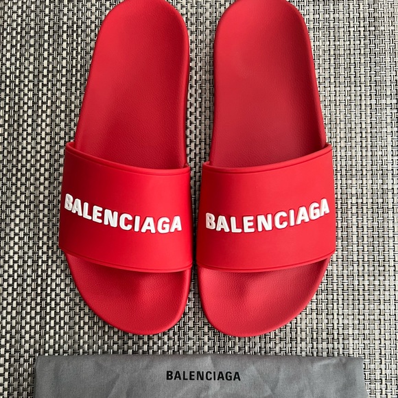 New Men’s “Balenciaga” Red Pool Slides - Picture 3 of 6